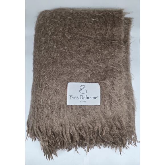 Yves Delorme Paris 100% Mohair King Blanket Nutmeg Brown Heavyweight 180x240cm - Picture 3 of 7